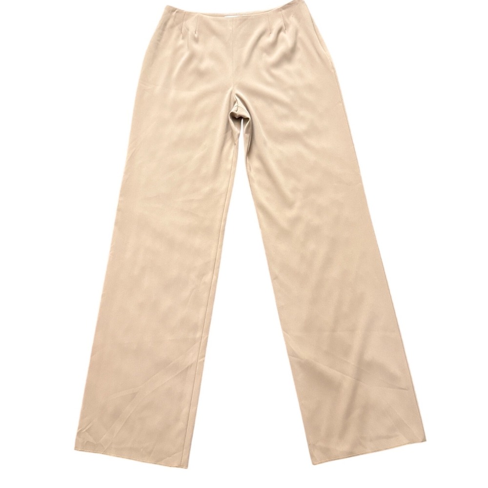 Max Mara Womens Beige Wide Leg Trousers Made in Italy Size 12 Tan High Rise